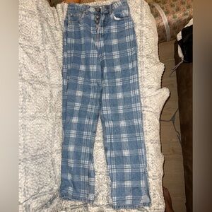 H&M plaid straight leg jeans